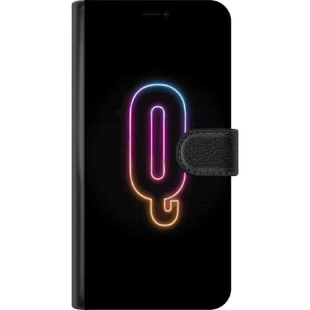Kompatibelt Plånboksfodral till Motorola Motorola Edge 50 Fusion Minimalistisk neonbokstav Q i lysande färger mot mörk bakgrund