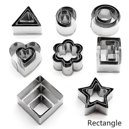Mini Geometriska Kakformar Set 24 Stycken Bakning Metallformar (Rektangel)