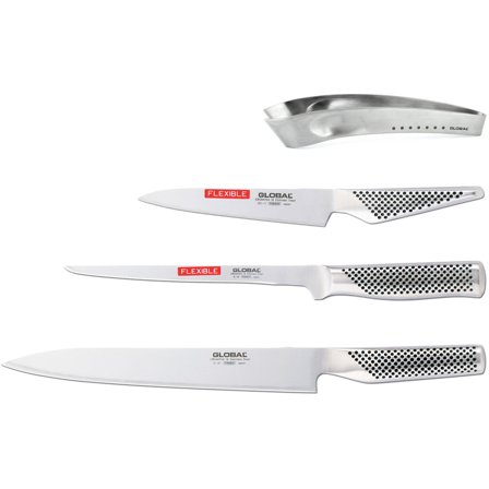 Global Knivsett med 3 Kniver & Fiskebeinspinsett (Fiskesett)' - 'Stål