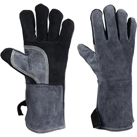 Grillhansker, Beskyttende grillhansker i lær, Ovnshansker, Perfekt for grilling, BBQ, matlaging på kjøkkenet, ovn, ildsted, peis