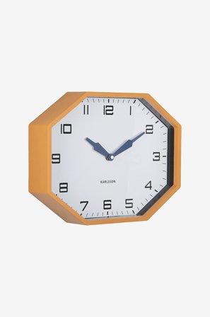 Karlsson - Veggklokke Modern Factory Octagon - Gul - Veggklokker & bordklokker - Fra Homeroom