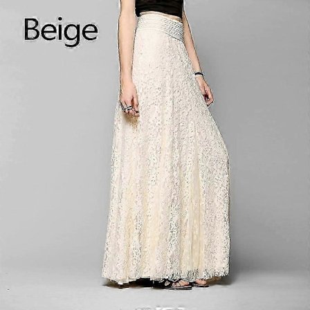 Dame Kjole Maxi Lang Blonde Fuld Boho Nederdel Plisseret Strand Tyl Elegant S-XL