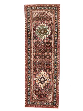 Anudada A Mano Hamadan Alfombra 70X204 De Lana Rojo Oscuro/Marrón Pequeño