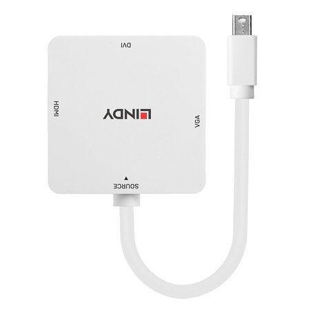 Lindy Mini DisplayPort 1.2 to HDMI, VGA & DVI-D Active Adapter Converter - videokonverter