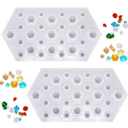 2 stk. 3D diamant ædelstens silikoneform, klar silikoneform til fremstilling af lerharpiks epoxy håndværksprojekter