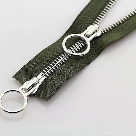 5# 70/90cm Metallglidelås Dobbel Slider Rund Ring Glidelås For DIY Søm Klær militærgrønn army green 90cm[co]