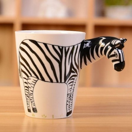 2024 Ny 3D Keramisk Djur Mönster Handmålad Keramisk Kaffe Mugg (Zebra)