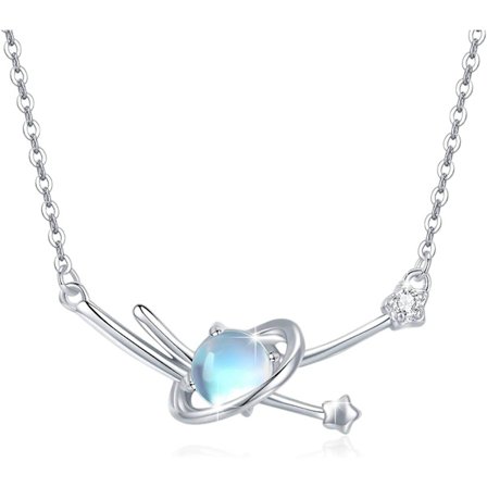 Månsten Halsband 925 Sterling Silver Sol Måne Planet Keltiskt Halsband Regnbåge