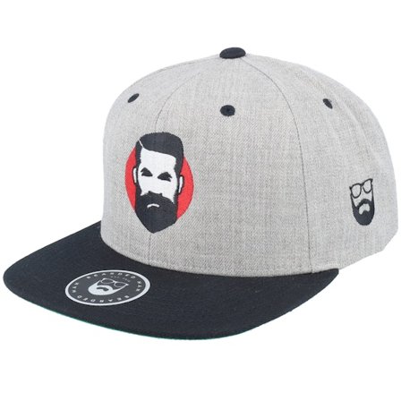 Bearded Man - Grå snapback Kasket - Sunshine Man Grey/Black Snapback @ Hatstore