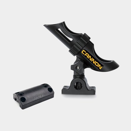 Portacanne per barca (maniglie / corrimano, montaggio laterale o superiore) Cannon, per 1 canna da pesca, adatto per tubi Ø25 mm, girevole, nero