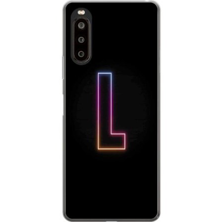Yhteensopiva Puhelinkuori Sony Sony Xperia 10 II Minimaalinen neonkirjain L pehmeästi vaihtuvassa värivalossa mustaa taustaa vasten, puhdas graafine