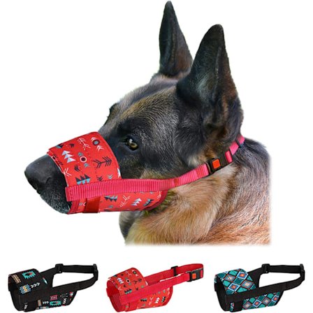 CollarDirect Hunde-mundkurv til små, mellemstore og store hunde Blød åndbar nylon Sikkerhedsmønster Munddækning Anti-bidende Barkende Print 