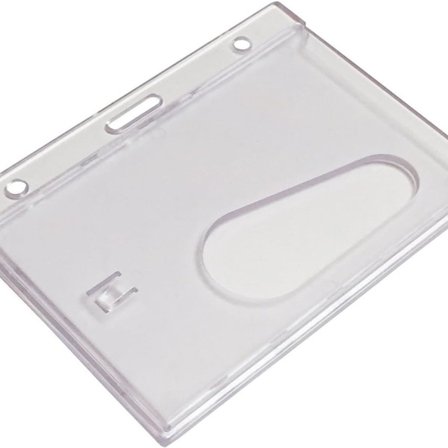 ID-klemme i hardplast med tommelspor, gjennomsiktig kortholder, horisontal KLB