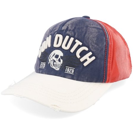Von Dutch - Blauw adjustable Cap - Logo Baseball Cap Red/Blue/White A-Frame Adjustable @ Hatstore