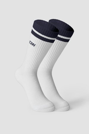 ICANIWILL - Training Striped Socks 2-Pack White/Navy - Træningstøj fra ICIW
