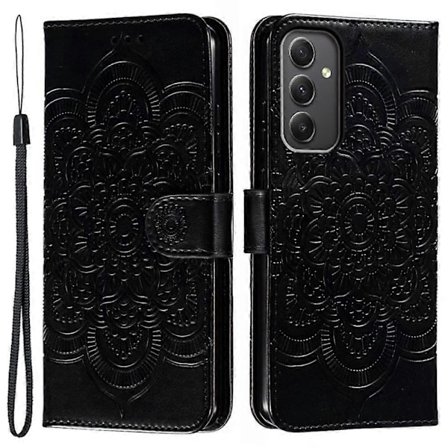 Samsung Galaxy A56 5G Etui - PU Læder Mandala Præget Wallet Etui Multicolor Sort