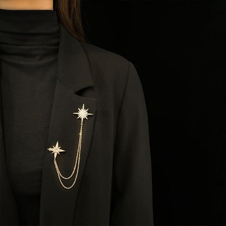 Star Chain Broscher Kläder Tillbehör Metall Zirkon Hänge