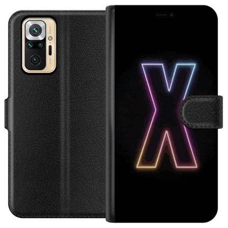 Kompatibelt Lommeboketui til Xiaomi Xiaomi Redmi Note 10 Pro Neonbokstav X i sterke fargevariasjoner mot svart bakgrunn, kraftig typografisk design me