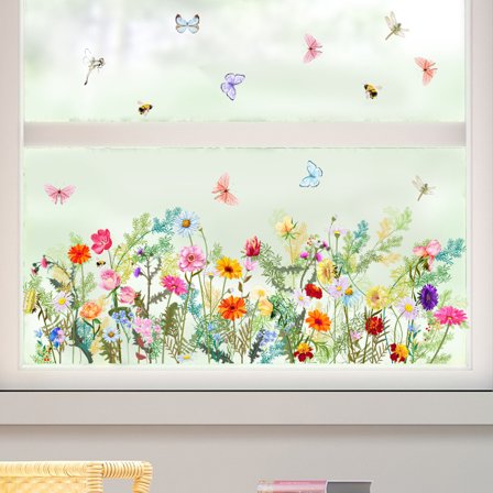 decalmile Iris Have Blomster Vindue Stickers Anti-Kollision Vindue Stickers Glas Stickers 30*60cm