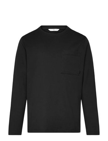 Long-Sleeved T-Shirt With Pocket Black Mango