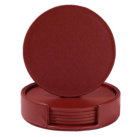 Punainen lasi emäkset PU Nahka 6-pakkaus pidikkeellä