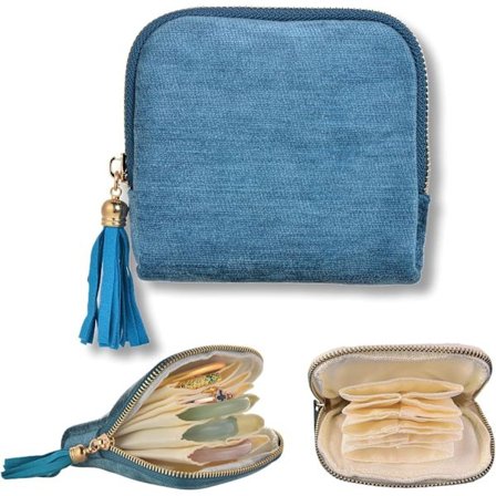 Pieni matkakorukotelo, pehmeä samettinen järjestelypussi rannerenkaille, rannekoruille, suurille korvakoruille, helmikaulakorulle (valtamerensininen)