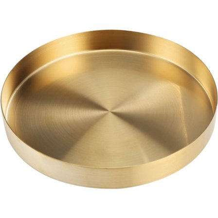 Gull Rund Brette Dekorativ Serveringsbrett Metall Organiser Plate for Sminke, Smykker, Te, Kaffe, Drikkevarer, Toalettsaker, Kjøkken Servise