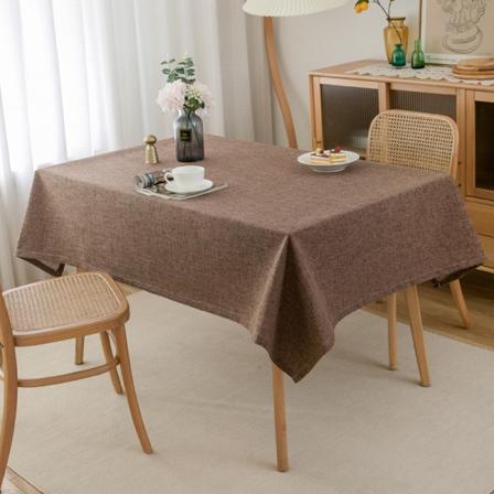 Yksivärinen vedenpitävä hamppukahvi, 140*200cm yksinkertainen yksivärinen puuvilla ja pellava vedenpitävä pöytäliina toimisto, sisä- ja ulkopöytäliina