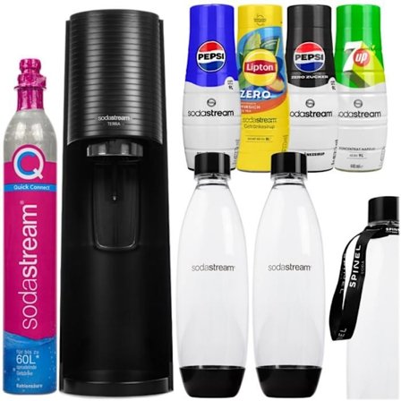 Sodamaskin - SodaStream - Terra - Svart - 2 flaskor - 1 cylinder Quick Connect - 4 siraper inkluderat
