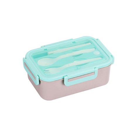 Stor Bento Madkasse 1400ml Gitterdesign Fødevaregodkendt PP Bærbar til Hjemmekontor Skoleelever Grøn