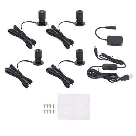 5V USB mini spotlight dimbar LED spotlight for visning av smykkeskap veranda inngang (en til fire) svart varmt lys
