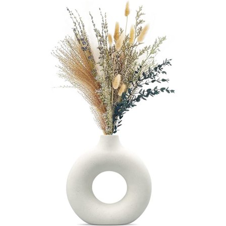 Pampas græs vase, kreativ vase moderne boligindretning, håndlavet vase hvid keramik tørret blomst håndværk ornament kontor boligindretning