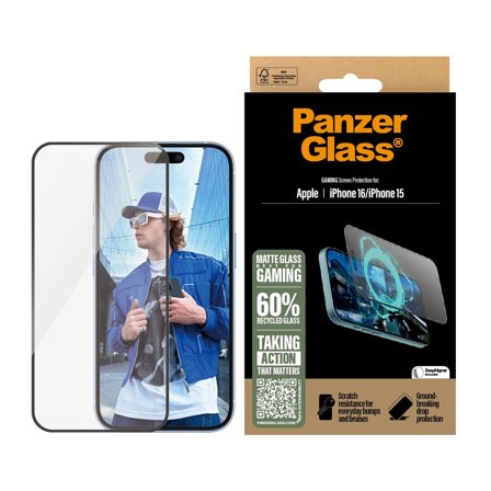 Panzer Gaming iPhone 16 | 15 Ultra-Wide Fit Screen Protector PanzerGlass - High quality tempered glass screen protector