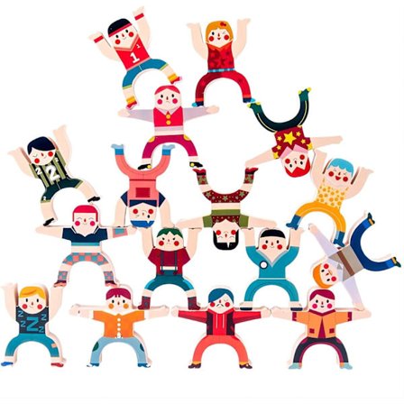 (16 stk. Hercules) Træstablingsblokke Balance Spil, Førskole