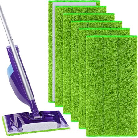Uudelleenkäytettävät pyyhkeet Swiffer WetJet -mopille, 6 kpl moppipää Swiffer WetJet -suihkemopille, pestävät mikrokuitumopit lattianpesuun