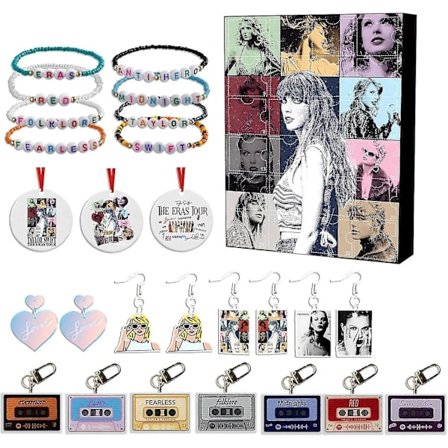 Taylor The Swift Julekalender med Nedtelling - 24 Stykker Gave Juleakryldekorasjon og Armbåndsoverraskelse Julefavoritt (FMY)