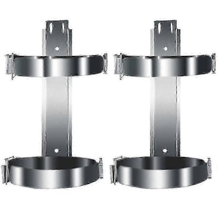2 stk. Kraftig brannslukkerholder i jern, veggbrakett for 2 kg - 25X14X8,5CM - Sølv [DB]
