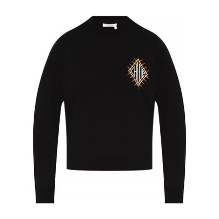 Chloé, Logo-embroidered sweatshirt Czarny, Kobieta, Rozmiar: XS