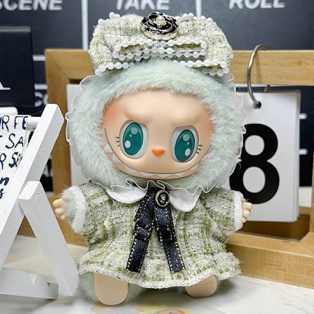 KZQ-Monster docka dockkläder första generationen andra generationen blind box Monster docka dockkläder (huvudbonad + kläder + fluga)