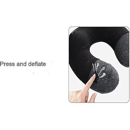 Oppblåsbar nakkepute med trykknapp - sammenleggbar reisepute