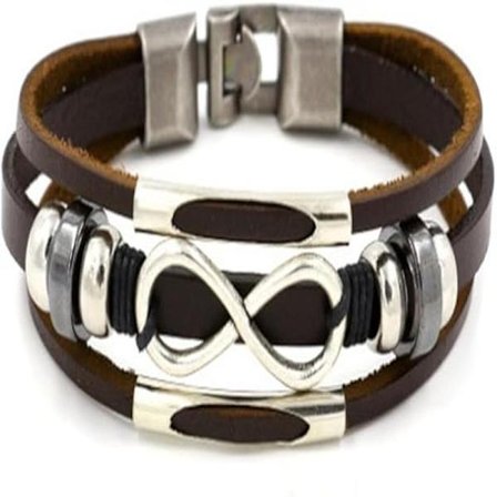 Punk Legering Læderarmbånd med Rustfrit Stål Spænde Herre, Dame (21cm) Brun