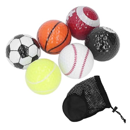 6 stk. Fargede Golfballer, Morsomme Golf Sports Treningsballer Sett med Veske for Alle Golfere
