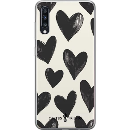 Kompatibelt Mobildeksel til Samsung Samsung Galaxy A70 Cactus and Friends - Bold Black Love Pattern