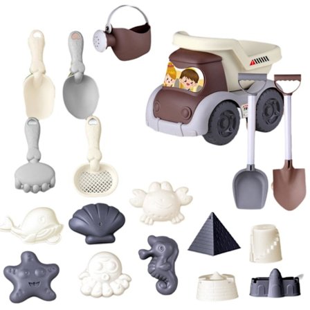 Strandleksaker för barn Set Strandspel Gör-det-själv Sandhög Hink Leksaksbil Spade Sand L4s6