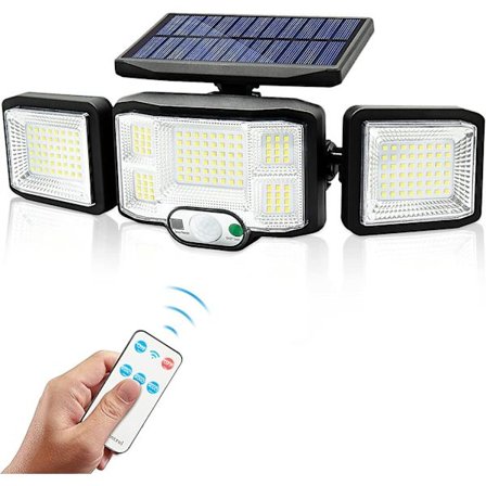 Solcellslampa Utomhus Vägglampa Led-lampa 3 Huvuden 192 Leds Rörelsesensor Säkerhetsstrålkastare Belysning Ip65 Vattentät Solcellslampa