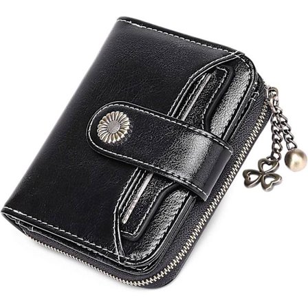 Pung til kvinder, lille, ægte læder med møntlomme, lille