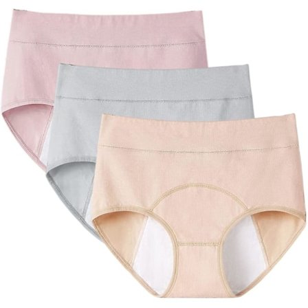 3-pack Damperiod Läcktäta Trosor Menstrosor Bomull Underkläder Svart x Grå x Hudfärg L Svart x Grå x Hudfärg Black x Gray x Skin color L