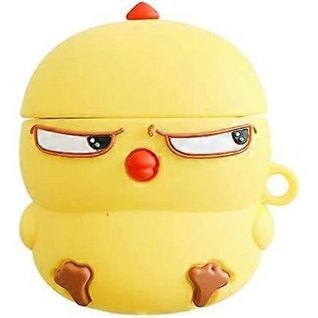 Øretelefonetui Kompatibelt med AirPods 1/2, Søt Stirrende Øyne Stolt Liten Gul Kylling Baby AirPods Etui, Stilig Myk Silikon Øretelefon Ladeetui