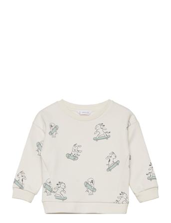 Printed Cotton Sweatshirt Tops Sweatshirts & Hoodies Sweatshirts White Mango