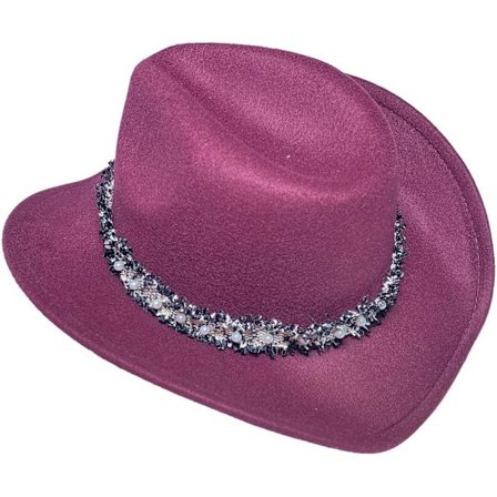 Unisex Filt Gunslinger Hat - Western Outback Cowboy Cowgirl Hat Cap Bred Brim - Kvinder Mænd, Claret